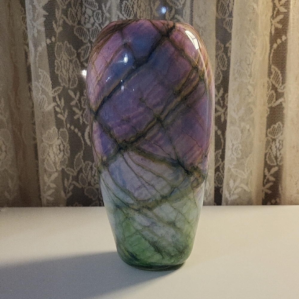 Vintage Michael Nourot Glass Studio Signed David Lindsay Art Vase